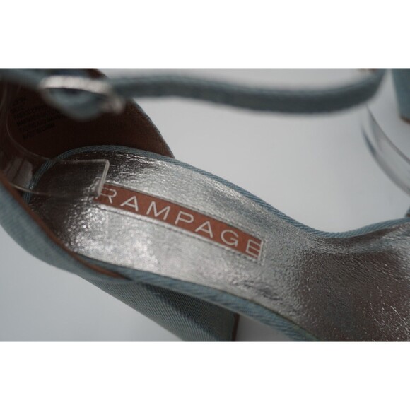 Rampage Garden Floral Embroidered beaded detail light denim Open Toe Heel Size 9 - Picture 11 of 15